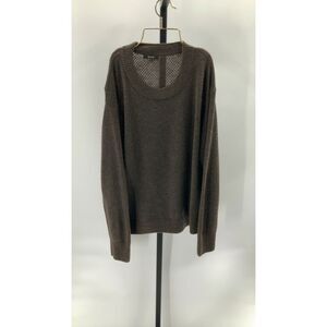Quince Womens Alpaca Diamond Stitch Crew Dark Walnut XL